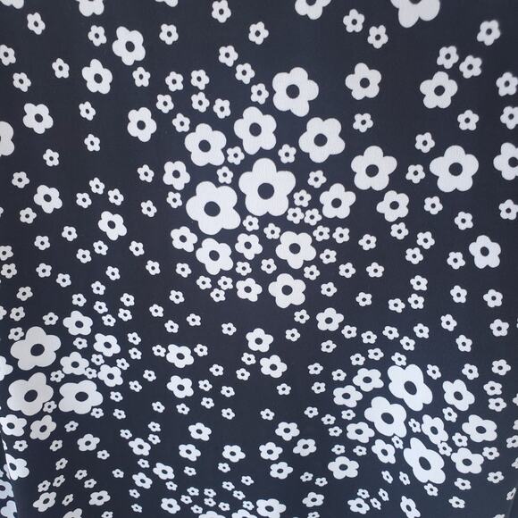 EUC Michael Kors Bell Sleeve Mod Shift Dress Size Med Black White Floral Retro - Picture 3 of 6